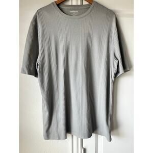 Claiborne Mens XL Light Gray Ribbed Designed Dressy Lightweight T-Shirt